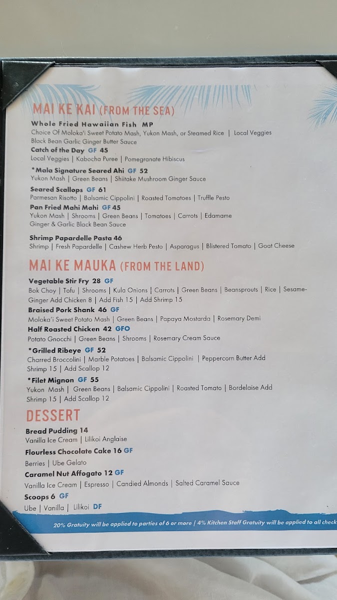 Mala Ocean Tavern Menu - Image 1